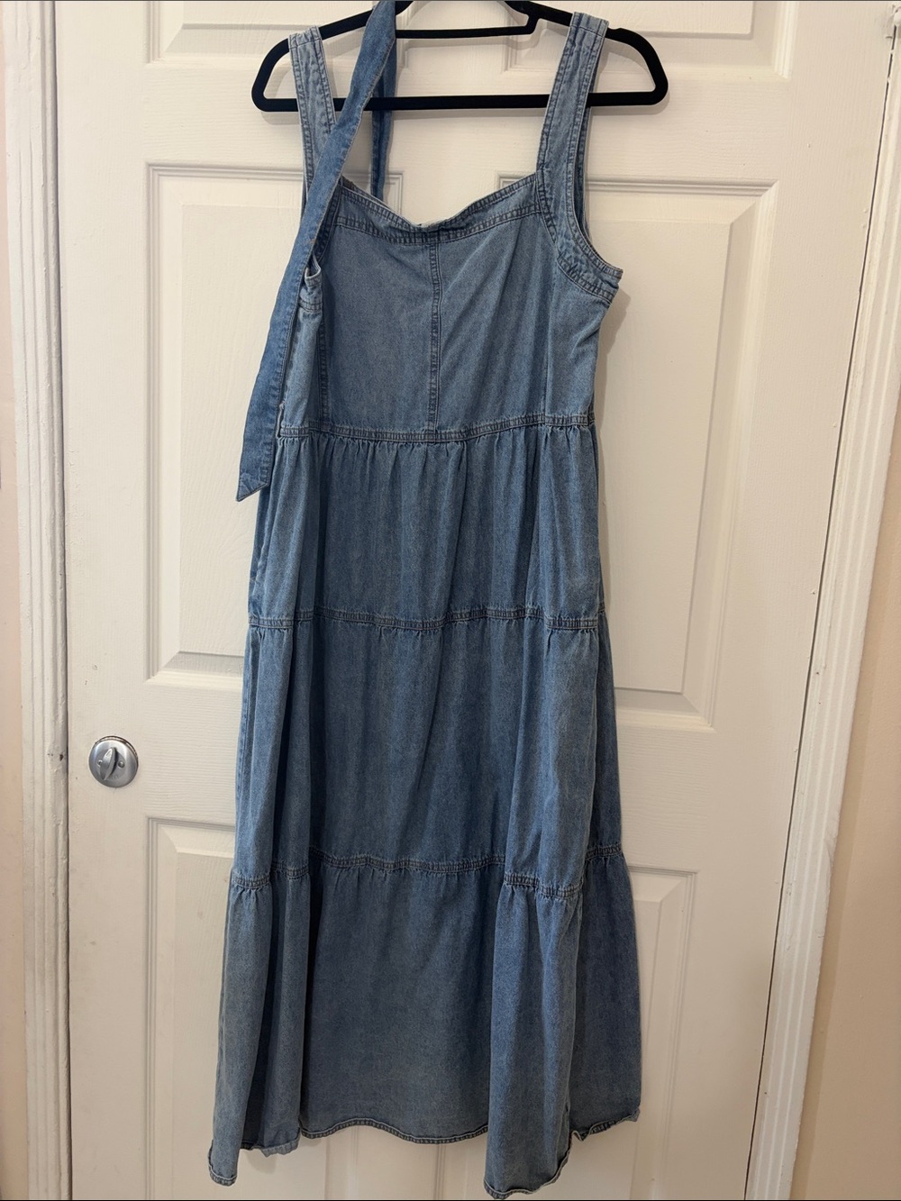 Women's Light Blue Denim Maxi Dress - Picture 3 of 7